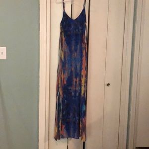 Blue, multi color maxi dress